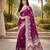 wine color ethnic crepe silk blend fabric woven jacquard designer ceremonial saree