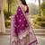 wine color ethnic crepe silk blend fabric woven jacquard designer ceremonial saree