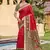 red pochampalli silk blend fabric ethnic woven designer partywear saree