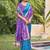 rama blue color pochampalli silk blend fabric ethnic woven designer partywear saree