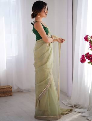 pista stylish gold net graceful girlie saree 4