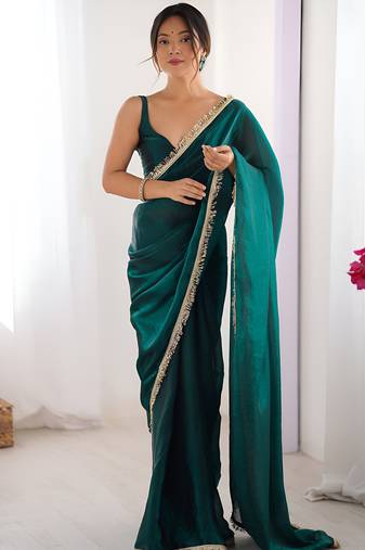 rama color space art silk fabric saree with zalar lace border ethnic girlie saree