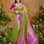 Green handloom weaving paper silk saree with matching paper silk blouse