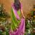 Green handloom weaving paper silk saree with matching paper silk blouse