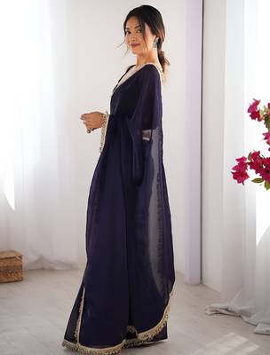 purple space art silk blend saree with zalar lace border ethnic girlie saree 4
