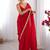 red color space art silk fabric saree with zalar lace border ethnic girlie saree