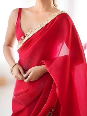 red space art silk blend saree with zalar lace border ethnic girlie saree 3