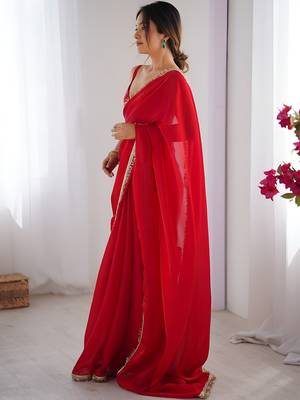 red space art silk blend saree with zalar lace border ethnic girlie saree 4