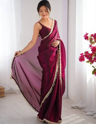 wine space art silk blend saree with zalar lace border ethnic girlie saree 1