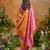 Orange handloom weaving paper silk saree with matching paper silk blouse