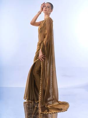 gold jimmy choo saree with Sequin codding lace border ethnic girlie saree 4
