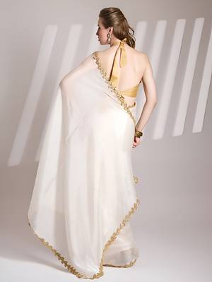 white jimmy choo saree with Sequin codding lace border ethnic girlie saree 2