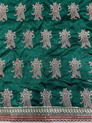 pista faux banarasi crush graceful partywear sequins embroidered saree 5