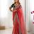 red color banarasi crush fabric graceful partywear sequins embroidered saree