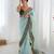sea green color banarasi crush fabric graceful partywear sequins embroidered saree