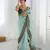 sea green color banarasi crush fabric graceful partywear sequins embroidered saree