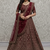 maroon embroidered velvet bridal lehenga set choli with dupatta with double dupatta