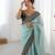 sea green color banarasi crush fabric graceful partywear sequins embroidered saree