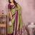 pista color handloom silk blend fabric weaving designer ethnic partywear saree