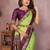 green color handloom silk blend fabric weaving designer ethnic partywear saree