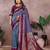blue color handloom silk blend fabric weaving designer ethnic partywear saree