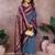 blue color handloom silk blend fabric weaving designer ethnic partywear saree