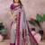 silver grey color handloom silk blend fabric weaving designer ethnic partywear saree