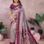 silver grey color handloom silk blend fabric weaving designer ethnic partywear saree