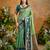 Green pure handloom saree with matching blouse
