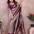 silver grey color handloom silk blend fabric weaving designer ethnic partywear saree
