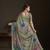 grey color stylish digital printed silk blend crepe fabric saree for trendy looks