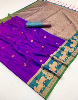 purple elegant pure satin weaving saree with matching satin blouse  soft shiny 4