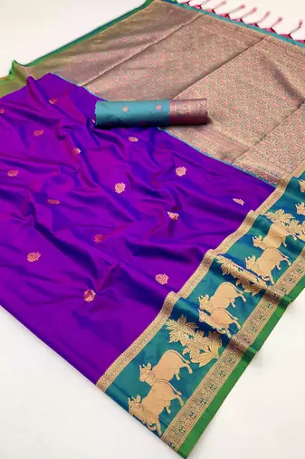 purple elegant pure satin weaving saree with matching satin blouse  soft shiny