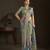 grey color stylish digital printed silk blend crepe fabric saree for trendy looks