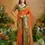 Orange pure handloom saree with matching blouse