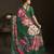 green color stylish digital printed silk blend crepe fabric saree for trendy looks