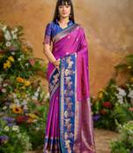 Rani pink pure handloom saree with matching blouse