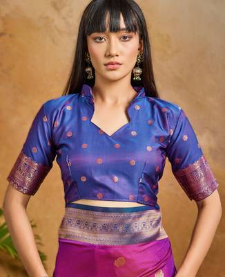 Rani pink pure saree with matching blouse 3