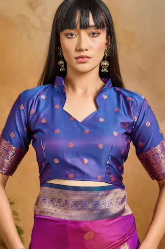Rani pink pure saree with matching blouse