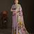 purple color stylish digital printed silk blend crepe fabric saree for trendy looks