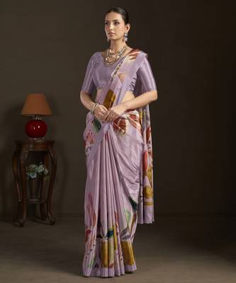 purple stylish digital printed silk blend crepe saree trendy looks 4