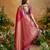 Red pure handloom saree with matching blouse