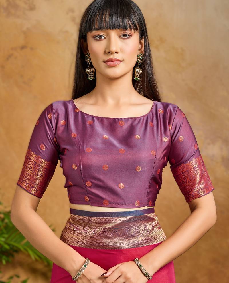 Red pure handloom saree with matching blouse