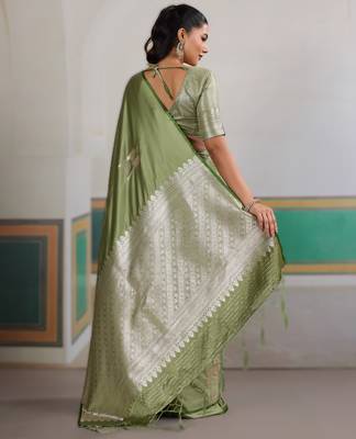 Green new pure satin weaving outfit  premium quality 2