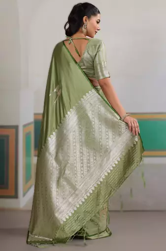 Green new pure satin weaving outfit  premium quality