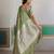 Green new pure satin handloom weaving outfit     premium quality