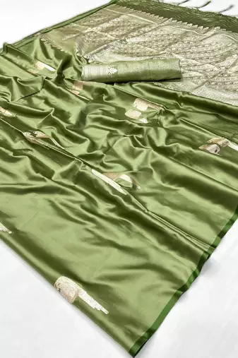 Green new pure satin weaving outfit  premium quality