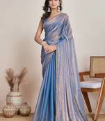 Light Blue Color Fendy Chiffon Saree With Running Blouse