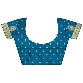 motifs zari weaving blue soft silk blend banarasi saree 4