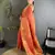 motifs zari weaving orange soft silk banarasi saree